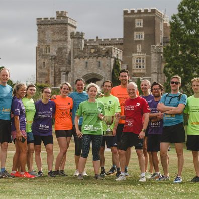 Michelmores team at powderham castle after completing the relay